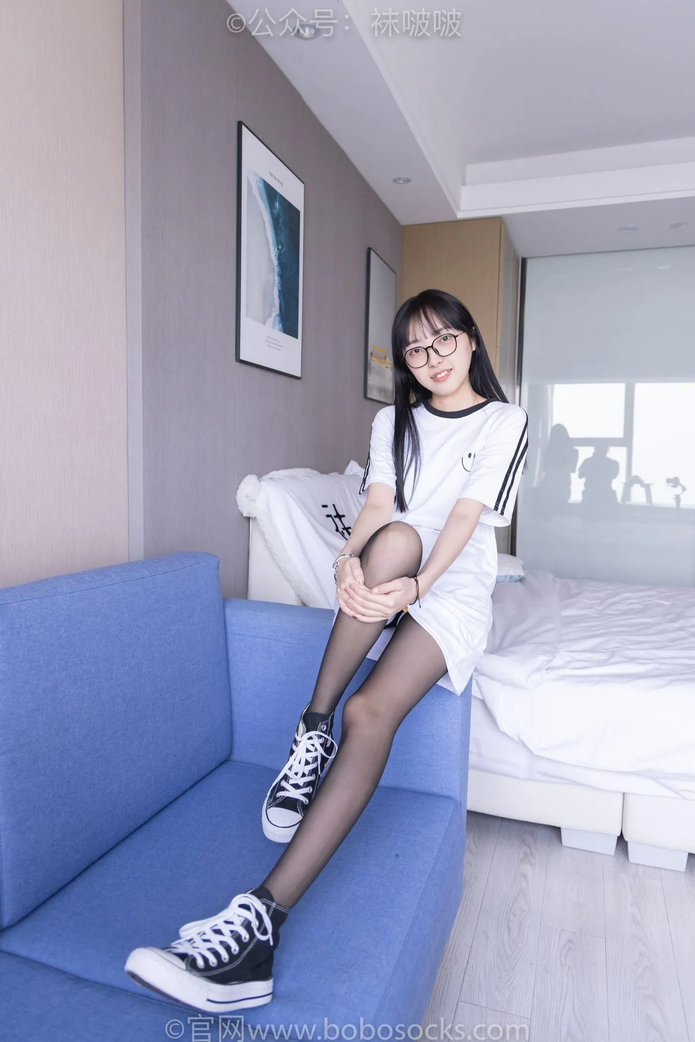 [BoBoSocks袜啵啵]NO.067 稚予-匡威帆布鞋、黑丝 [125P]插图5